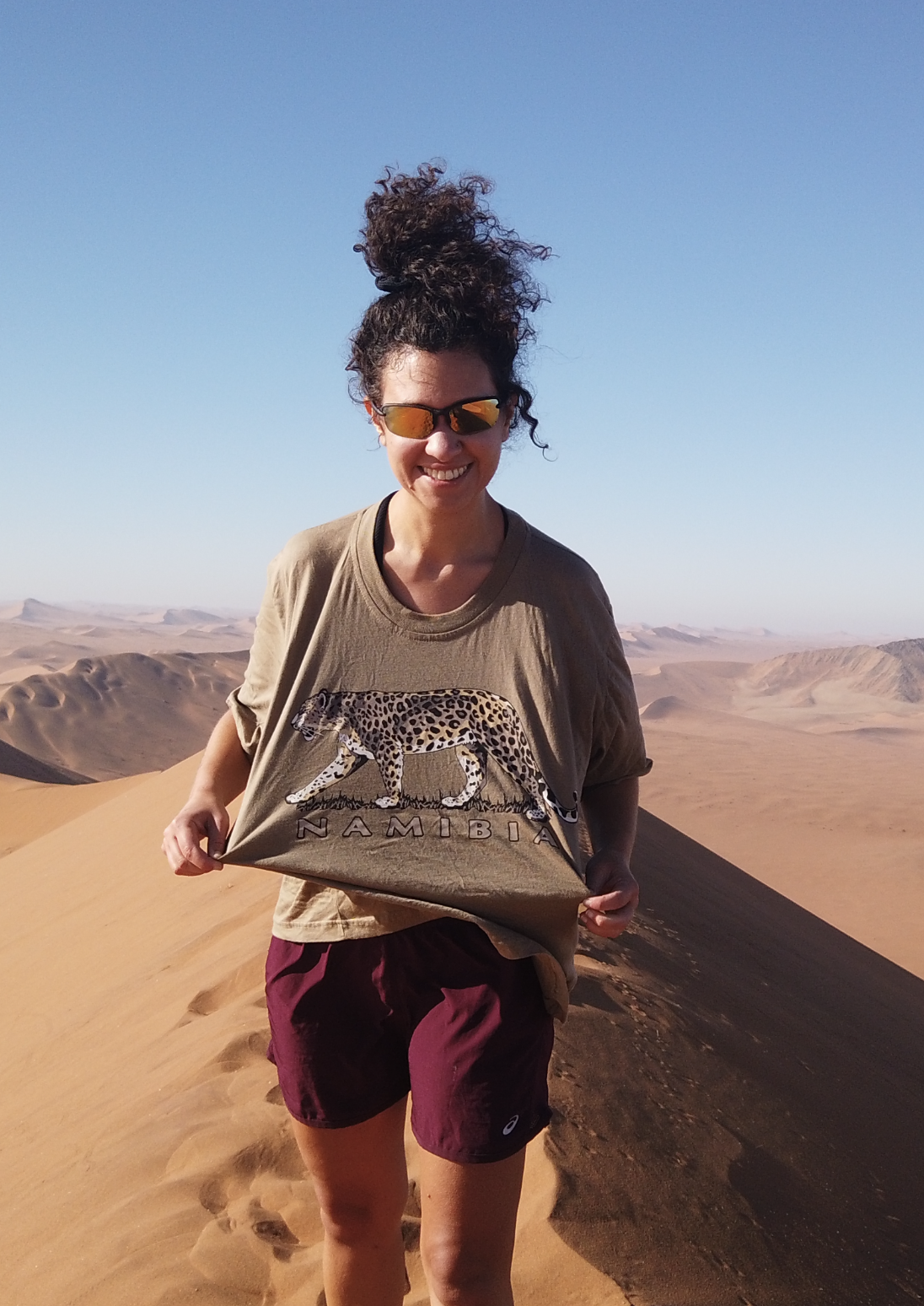 Emma smiling in the Namibian desert